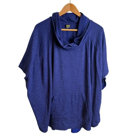 Old Navy Womens Cowl Neck Poncho Sweatshirt 3X Blue Activewear Layering Lounge - Picture 3 of 8